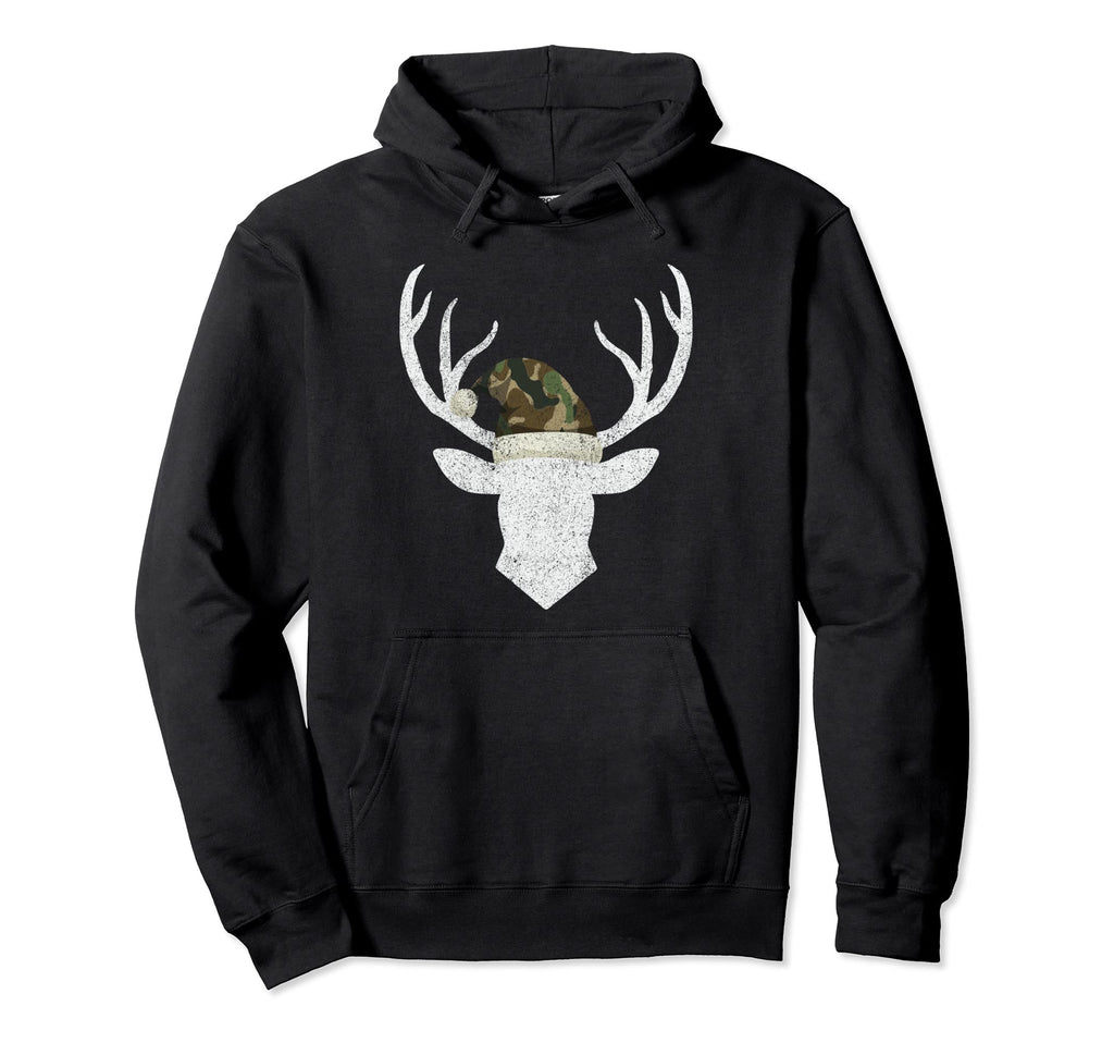 Reindeer Deer Camo Santa Hat Pajama Hunting Hoodie - Graphic Print Unisex - T-Shirt, Sweatshirt, Hoodie