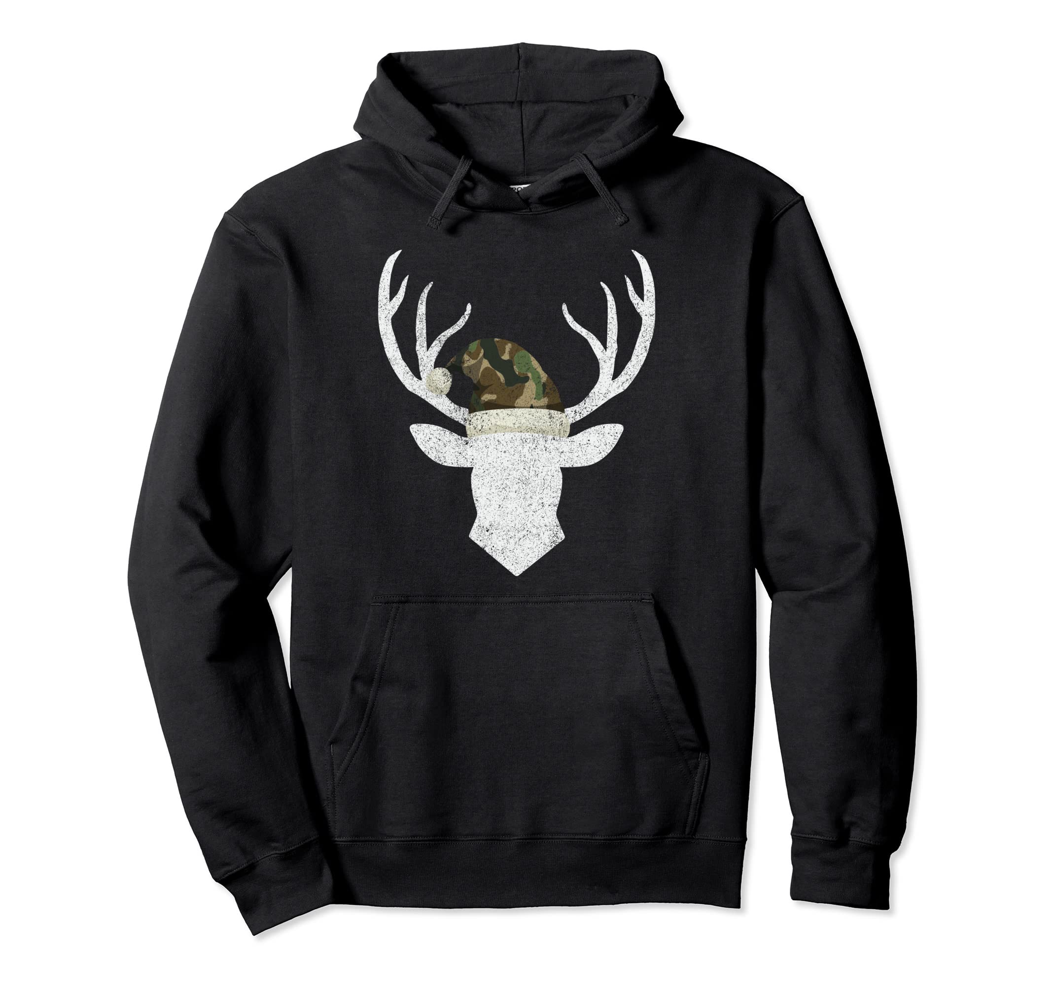 Reindeer Deer Camo Santa Hat Pajama Hunting Hoodie - Graphic Print Unisex - T-Shirt, Sweatshirt, Hoodie