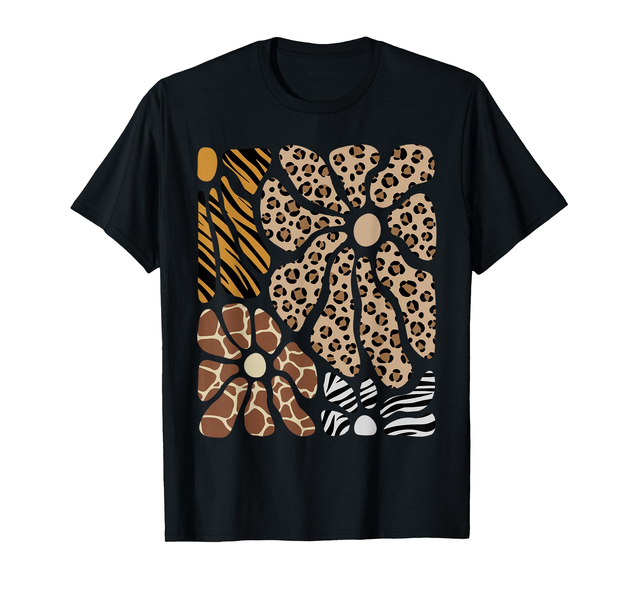 Safari Floral Boho Flowers Animals Leopard T-Shirt - Trendy Graphic Unisex - T-Shirt, Sweatshirt, Hoodie