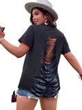 Women's Plus Size Fringe Tops Punk Criss Cross Ripped - Adult & Kids T-Shirts, Sweatshirts & Hoodies apparel design preview 1