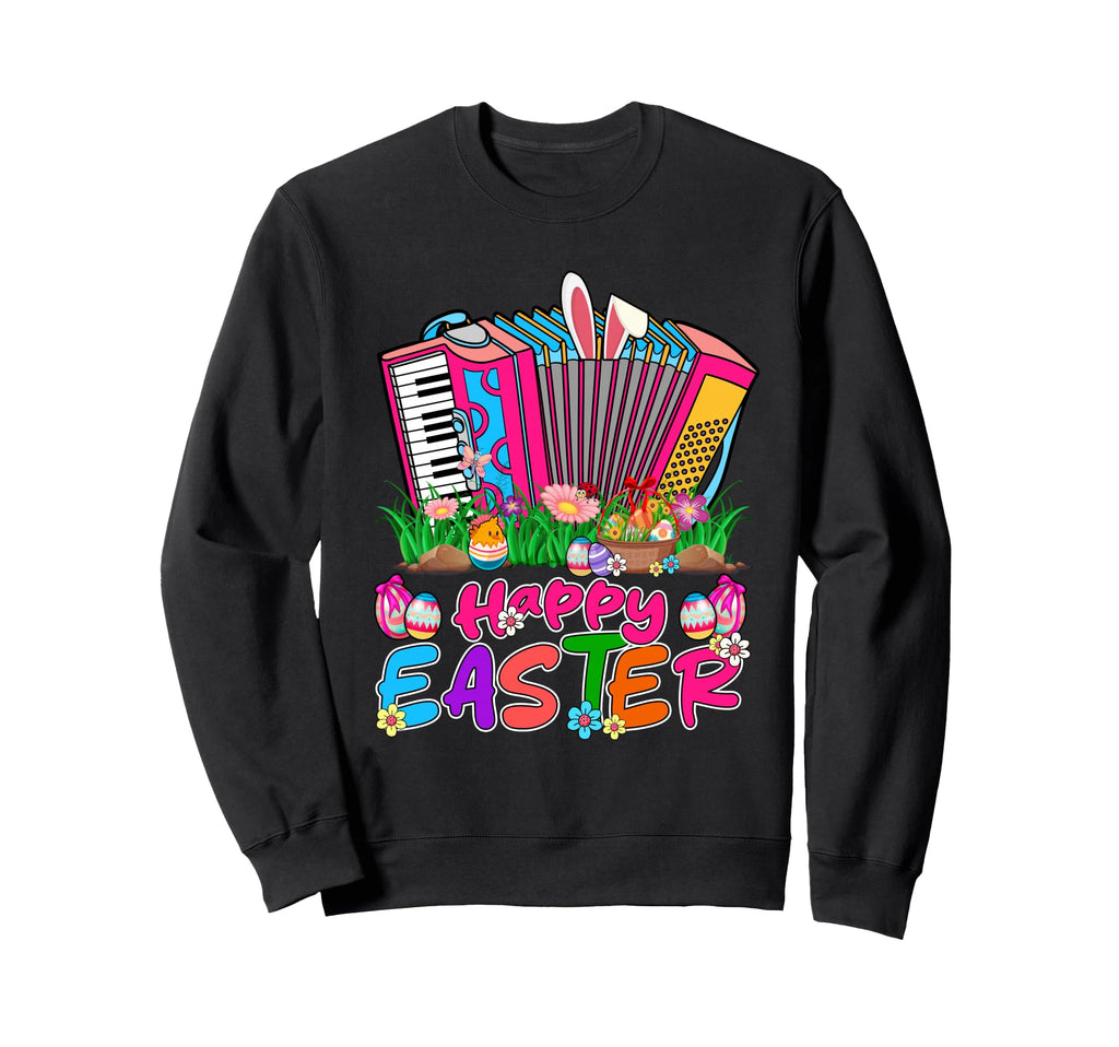 Happy Easter Bunny Accordion Sweatshirt - Custom Art Print for Adults - T-Shirt, Sweatshirt, Hoodie