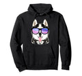 Siberian Husky Sunglasses Funny Hoodie - Fun Novelty Design for Adults - T-Shirt, Sweatshirt, Hoodie