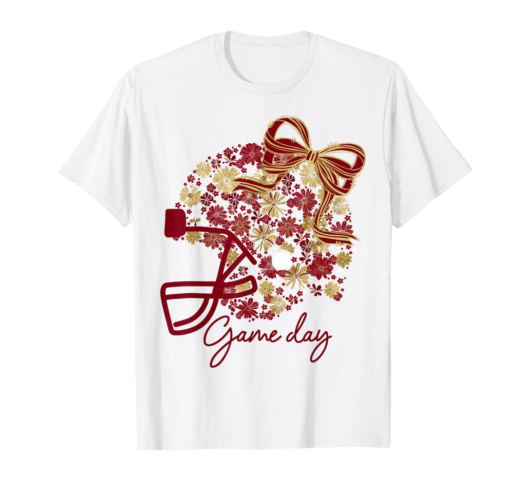 Floral Football Game Day Girly Team T-Shirt - Minimalist Print Men Women - T-Shirt, Sweatshirt, Hoodie