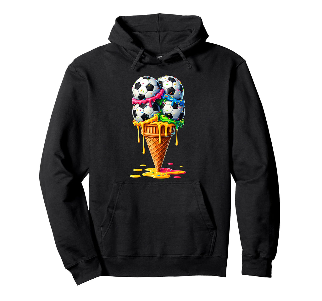Dripping Soccer Sprinkles Ice Cream Hoodie - Graphic Print for Adults - T-Shirt, Sweatshirt, Hoodie