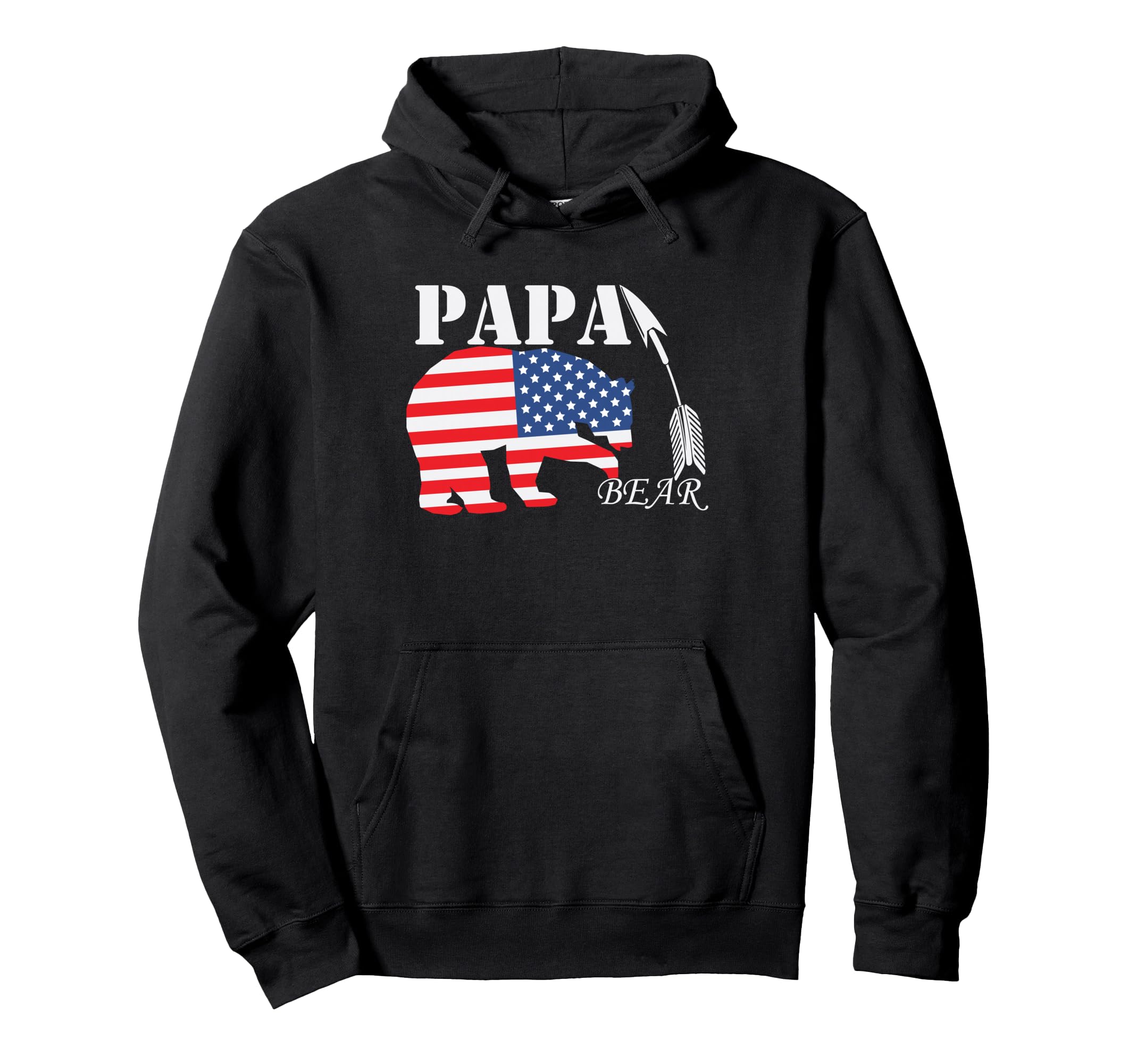 Papa Bear Funny American Usa Flag Hoodie - Graphic Print Unisex - T-Shirt, Sweatshirt, Hoodie