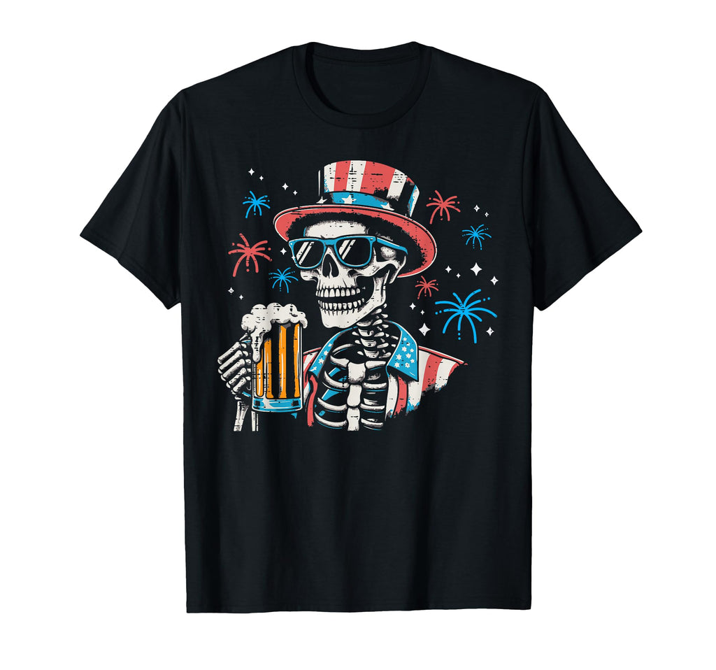 4Th July Patriotic Skeleton Funny Usa T-Shirt - Graphic Print Men Women - T-Shirt, Sweatshirt, Hoodie