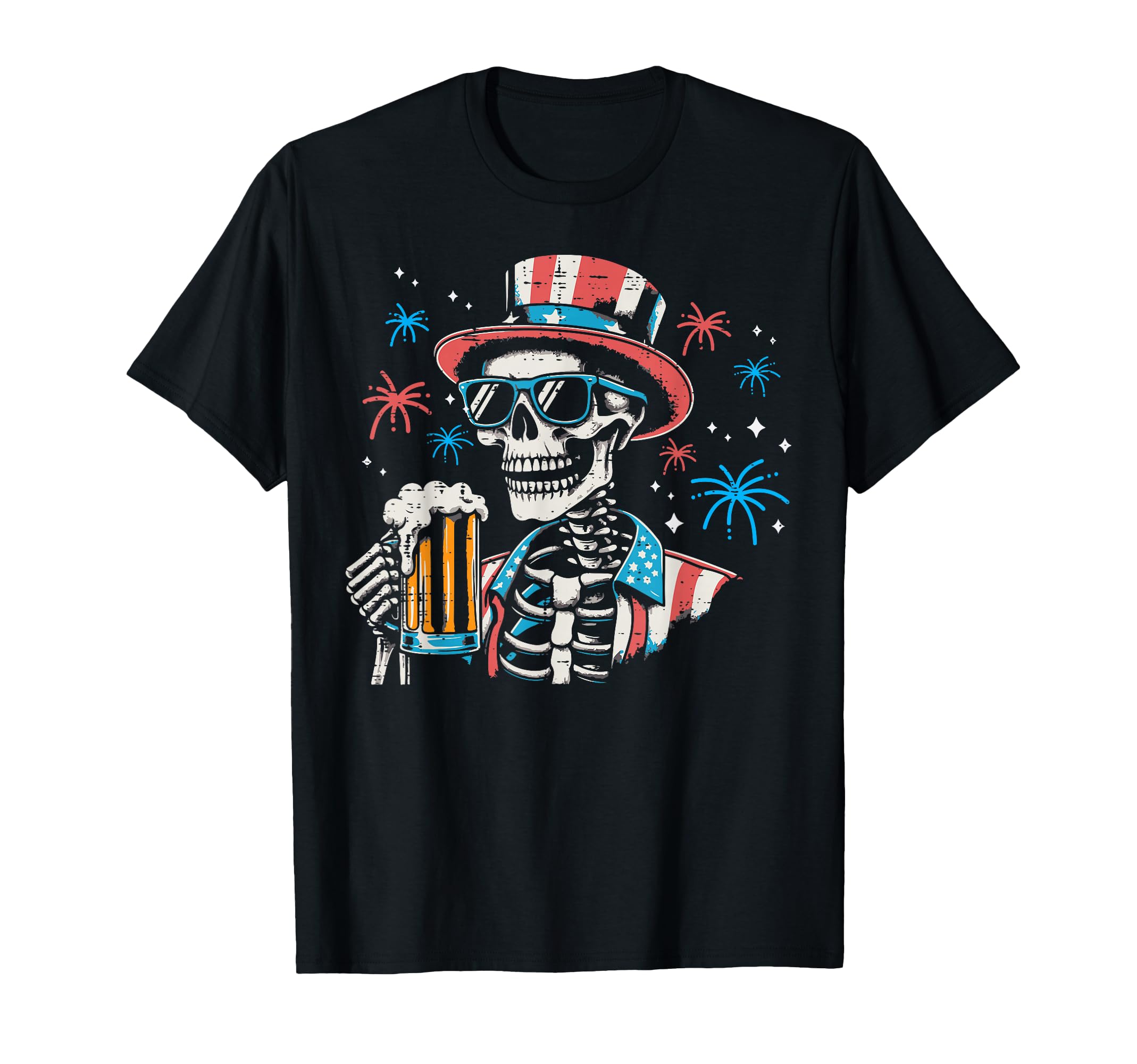 4Th July Patriotic Skeleton Funny Usa T-Shirt - Graphic Print Men Women - T-Shirt, Sweatshirt, Hoodie
