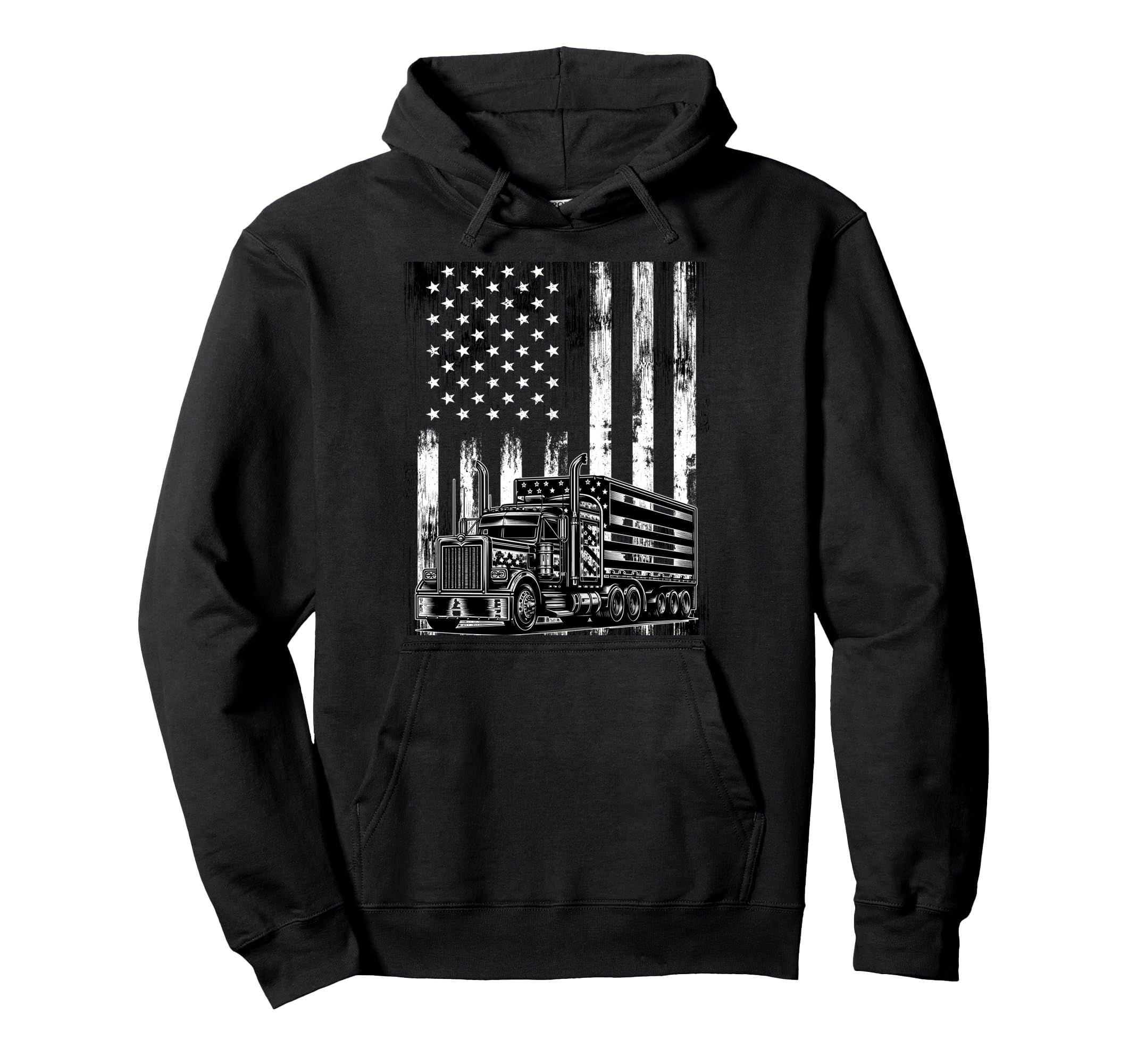 Usa Flag Trucker Papa Dad Truck Driver Hoodie - Novelty Apparel for Adults - T-Shirt, Sweatshirt, Hoodie