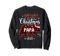 Pregnancy First Papa Red Plaid Bear Sweatshirt - Trendy Graphic Men Women - T-Shirt, Sweatshirt, Hoodie