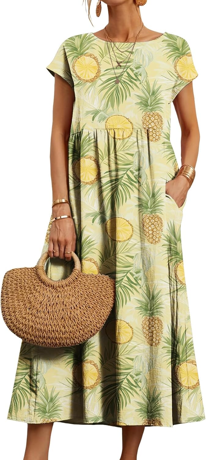 Tropical Leaf Maxi Dress for Women Summer Casual - Adult & Kids T-Shirts, Sweatshirts & Hoodies apparel design preview 1