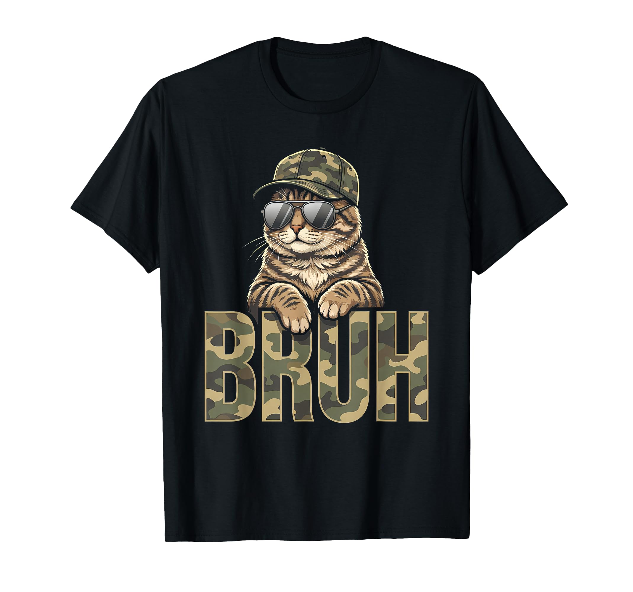 Funny Bruh Cat Trash Cat Camo Hat T-Shirt - Streetwear Style for Adults - T-Shirt, Sweatshirt, Hoodie