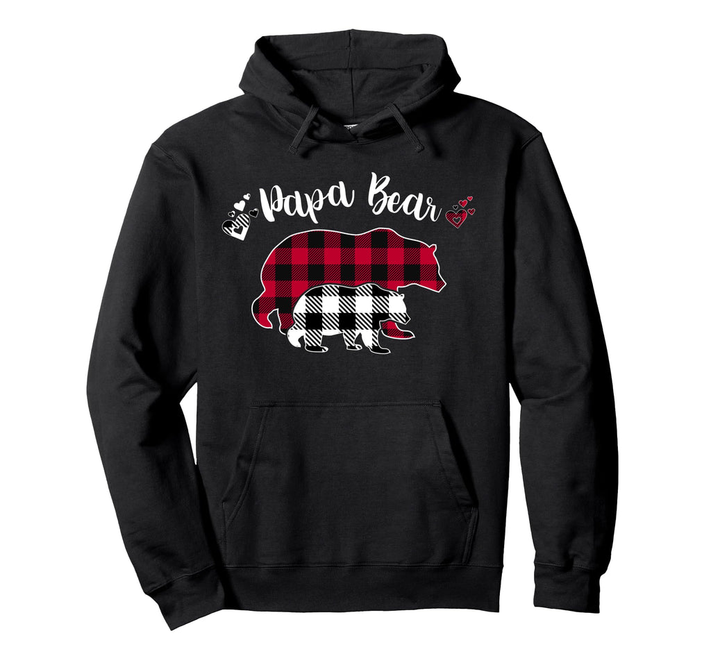 Papa Bear Bear Pajama Grey Red Buffalo Hoodie - Unique Graphic Men Women - T-Shirt, Sweatshirt, Hoodie