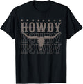 Retro Howdy Cow Bull Skull Cowboy Cowgirl Western - Adult & Kids T-Shirts, Sweatshirts & Hoodies apparel design preview 1