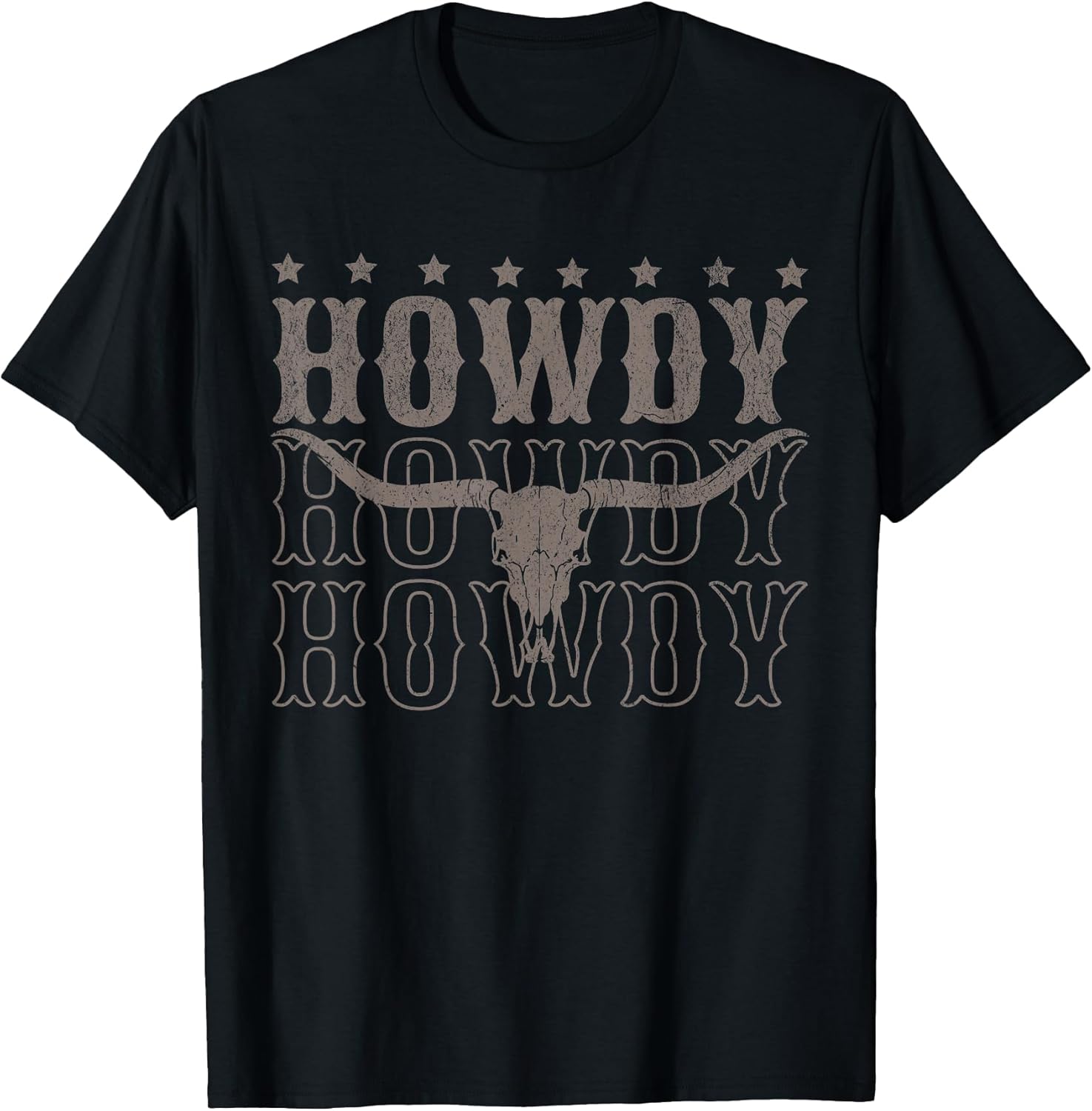 Retro Howdy Cow Bull Skull Cowboy Cowgirl Western - Adult & Kids T-Shirts, Sweatshirts & Hoodies apparel design preview 1