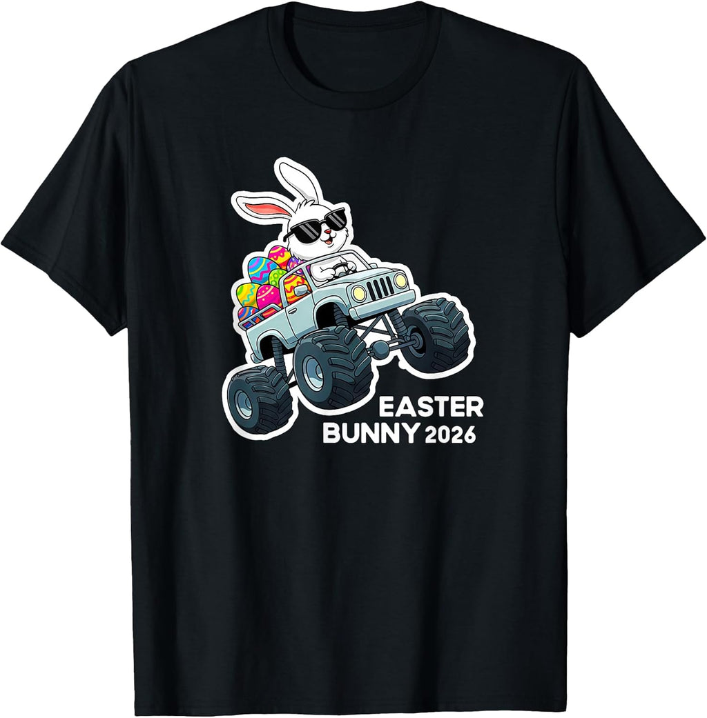 Easter Bunny Driving a Monster Truck 2026 - Adult & Kids T-Shirts, Sweatshirts & Hoodies apparel design preview 1