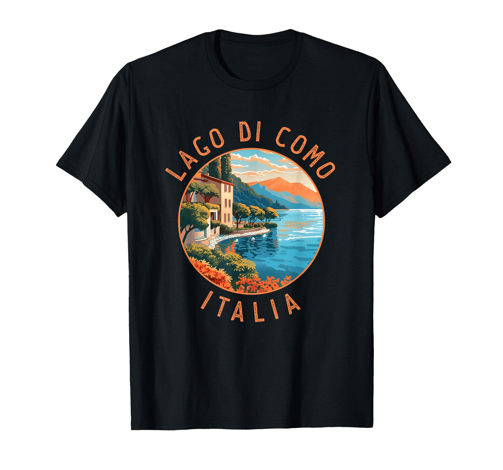Lago Di Como Italia Distressed Circle T-Shirt - Graphic Print Unisex - T-Shirt, Sweatshirt, Hoodie