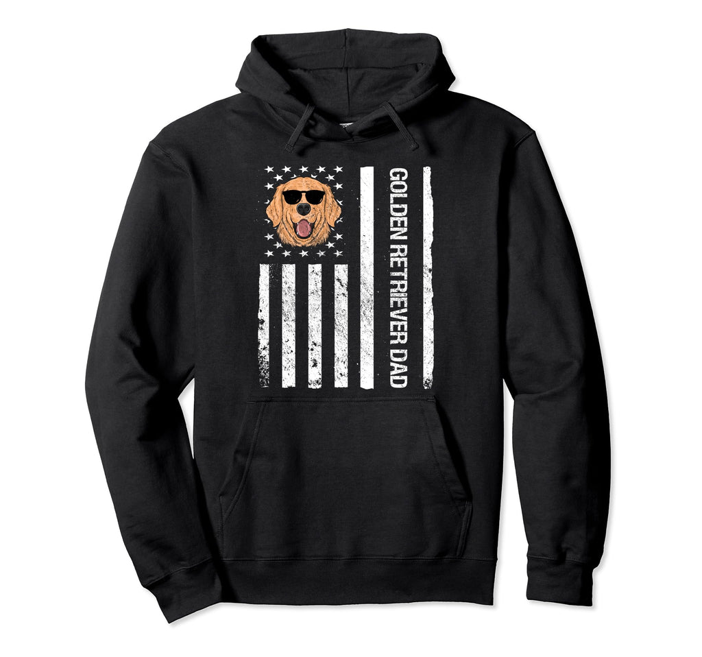Golden Retriever Dad Usa Flag Golden Hoodie - Streetwear Style Men Women - T-Shirt, Sweatshirt, Hoodie