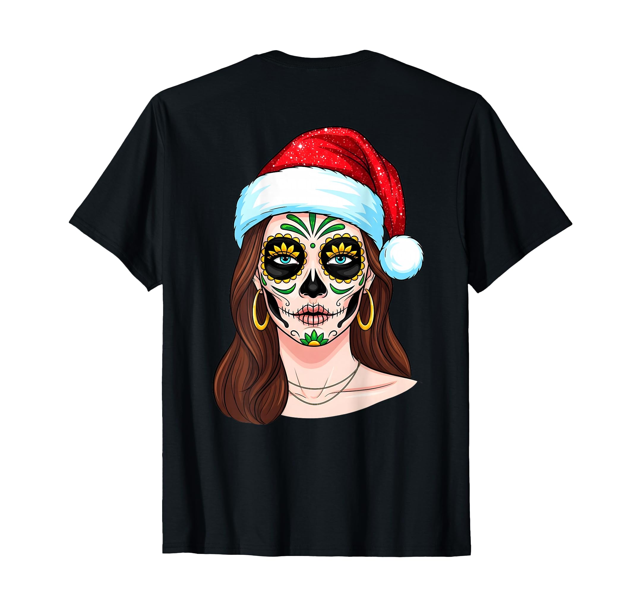 Merry Skull Art Santa Hat Festive Dad T-Shirt - Minimalist Print for Adults - T-Shirt, Sweatshirt, Hoodie