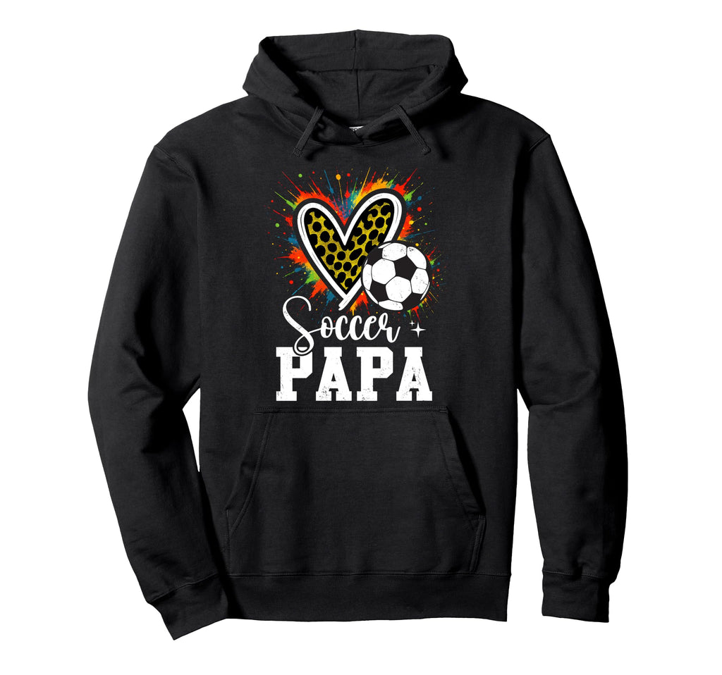 Soccer Papa Leopard Heart Colorful Hoodie - Graphic Print Unisex - T-Shirt, Sweatshirt, Hoodie
