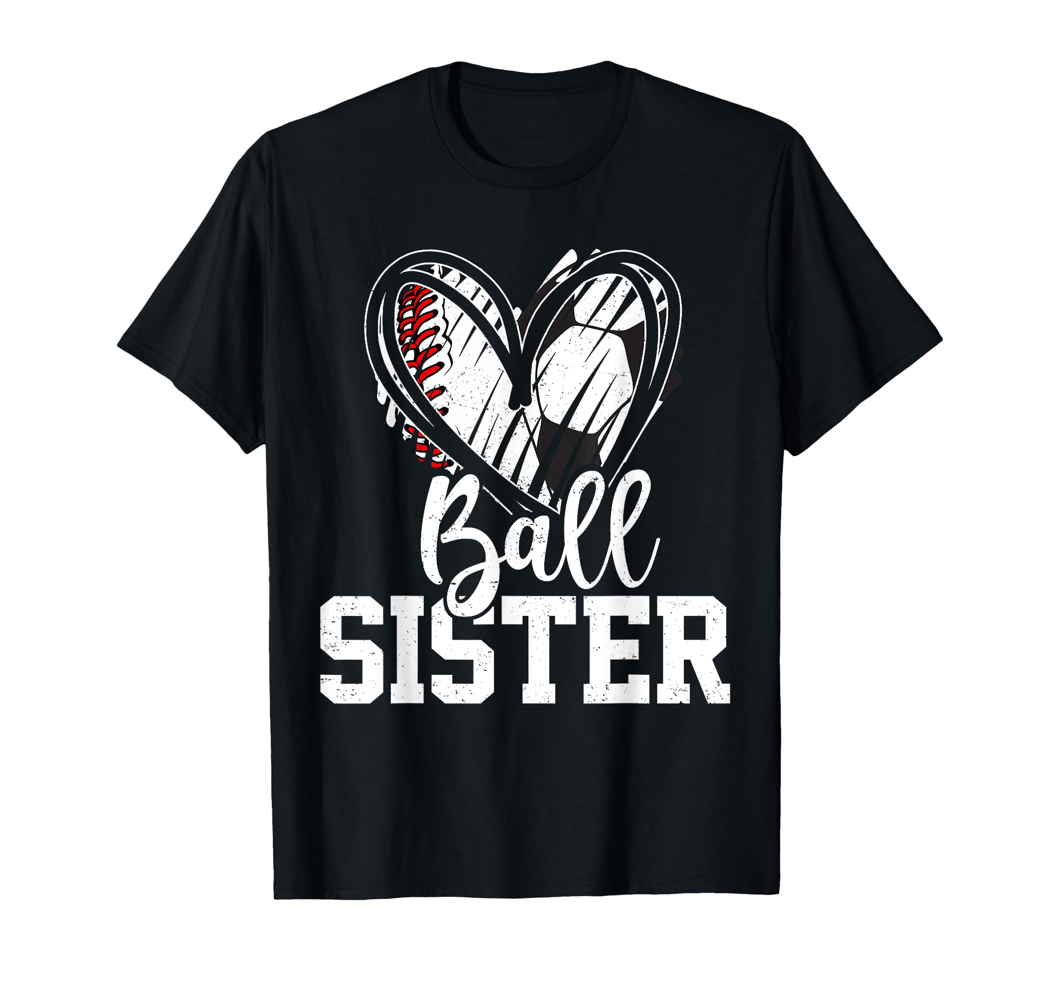 Ball Sister Heart Baseball Soccer Ball Hoodie - Unique Graphic for Adults - T-Shirt, Sweatshirt, Hoodie
