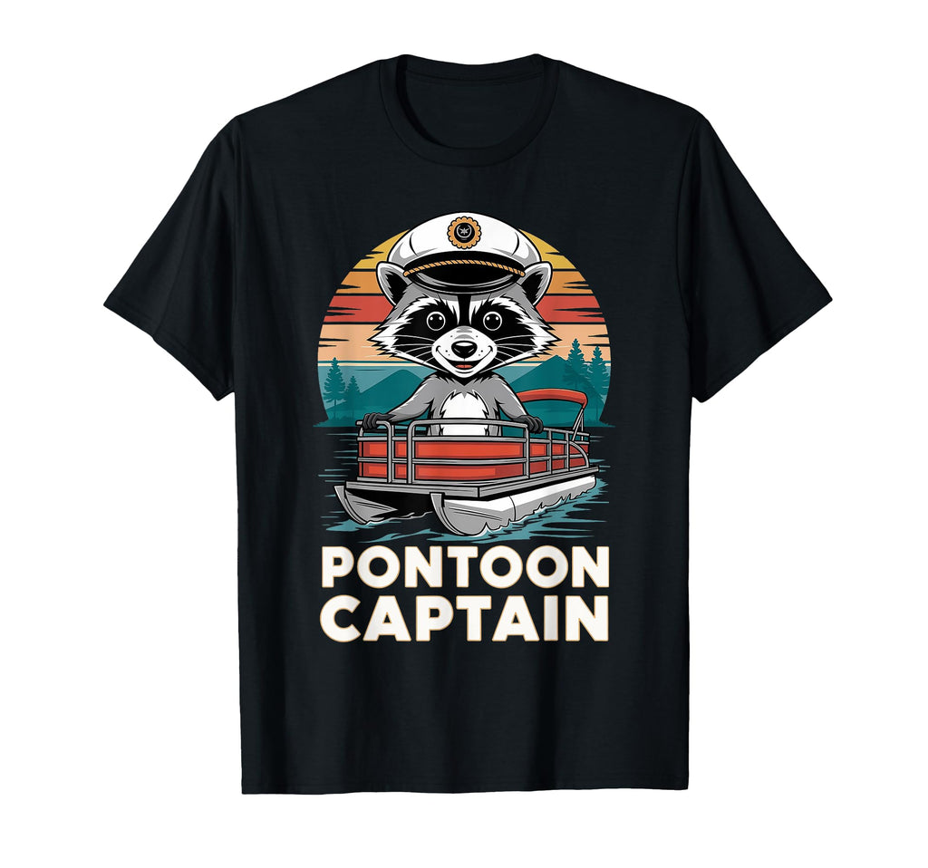 Pontoon Captain Raccoon Funny T-Shirt - Aesthetic Graphic for Adults - T-Shirt, Sweatshirt, Hoodie