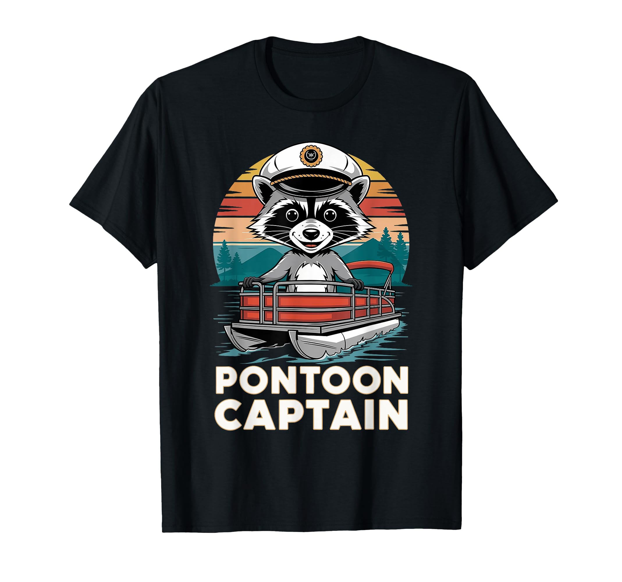 Pontoon Captain Raccoon Funny T-Shirt - Aesthetic Graphic for Adults - T-Shirt, Sweatshirt, Hoodie