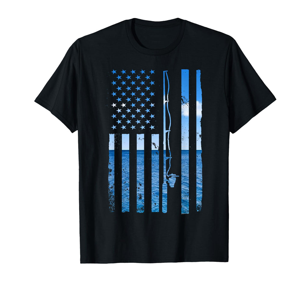 American Flag Fish Fisher Fisherman T-Shirt - Unique Graphic Men Women - T-Shirt, Sweatshirt, Hoodie