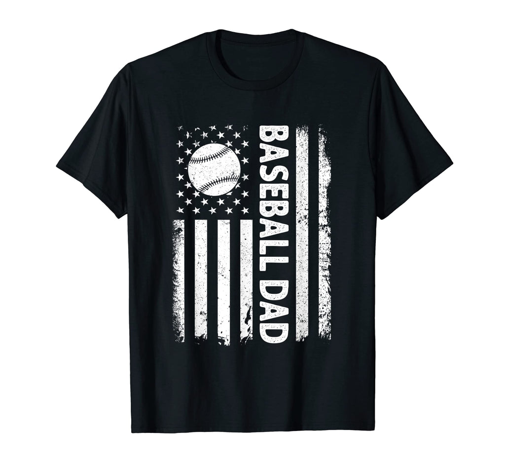 Baseball Dad Usa Flag Fathers Day T-Shirt - Casual Everyday Wear Men Women - T-Shirt, Sweatshirt, Hoodie