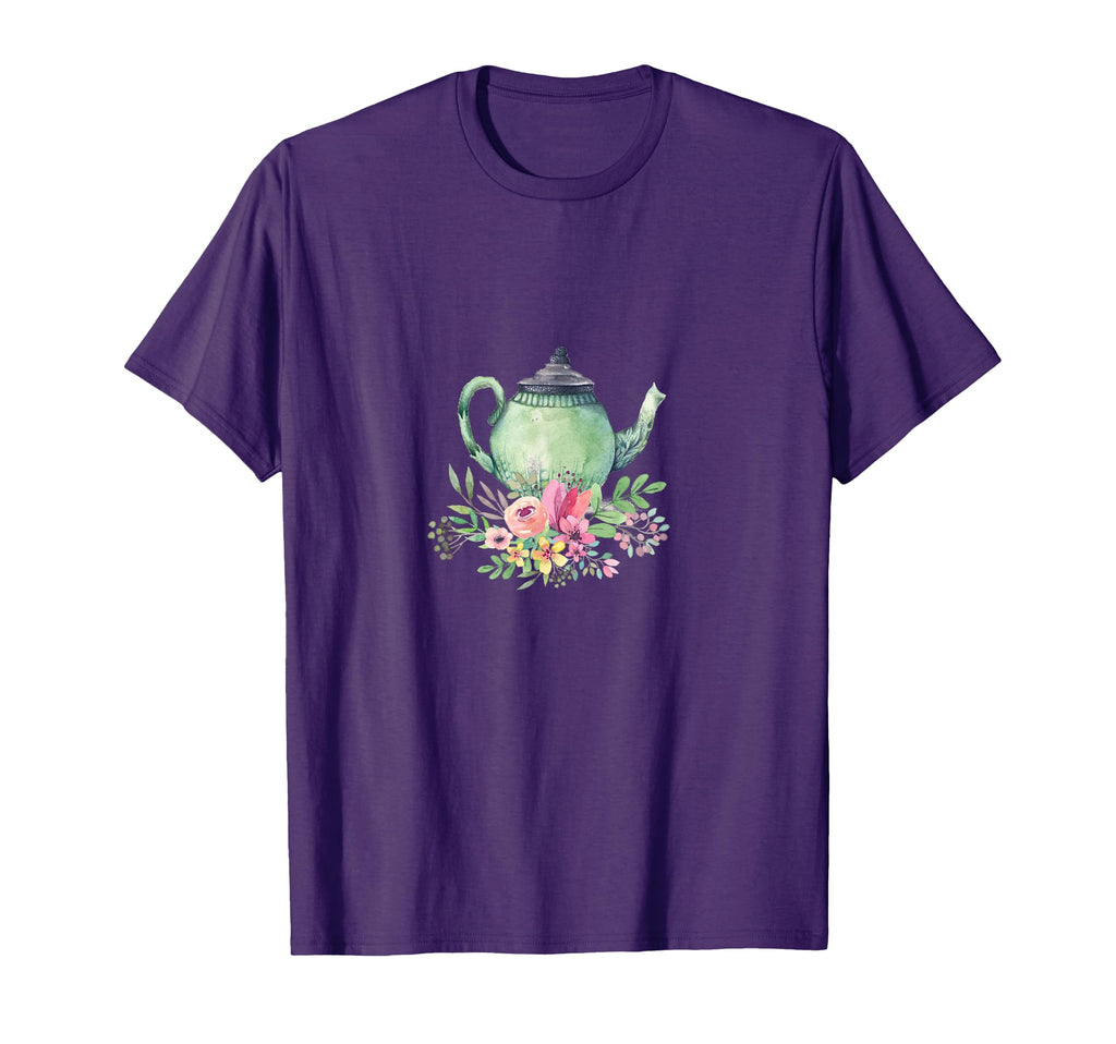 Teapot Beautiful Flowers Floral T-Shirt - Fun Novelty Design Men Women - T-Shirt, Sweatshirt, Hoodie
