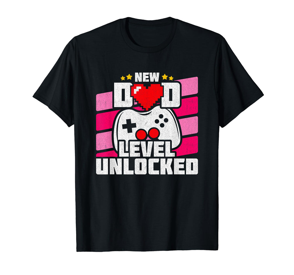 New Dad Level Unlocked Gamer Dad T-Shirt - Minimalist Print Men Women - T-Shirt, Sweatshirt, Hoodie