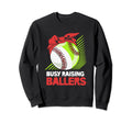 Busy Raising Ballers Softball Mom Sweatshirt - Minimalist Print Unisex - T-Shirt, Sweatshirt, Hoodie