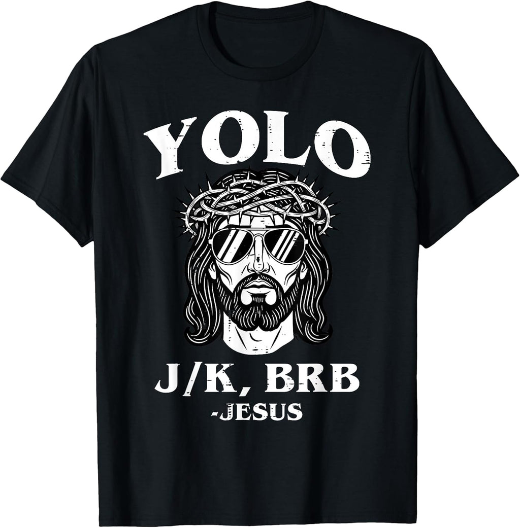 Easter Yolo Jk BRB Jesus Funny Religious Men Women - Adult & Kids T-Shirts, Sweatshirts & Hoodies apparel design preview 1