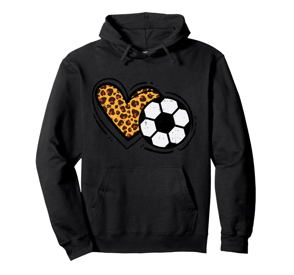 Leopard Heart Soccer Ball Football Mom Hoodie - Graphic Print for Adults - T-Shirt, Sweatshirt, Hoodie