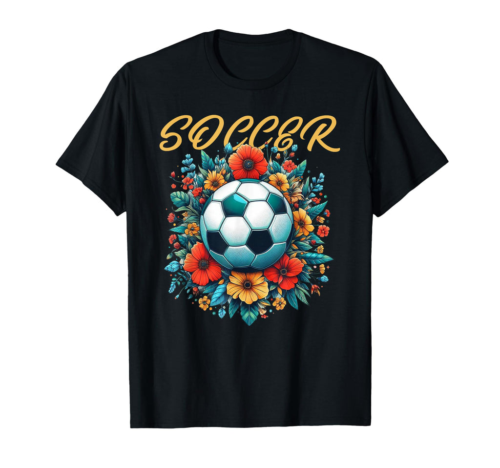 Soccer Ball Floral T-Shirt - Unique Graphic Men Women - T-Shirt, Sweatshirt, Hoodie