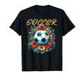 Soccer Ball Floral T-Shirt - Unique Graphic Men Women - T-Shirt, Sweatshirt, Hoodie