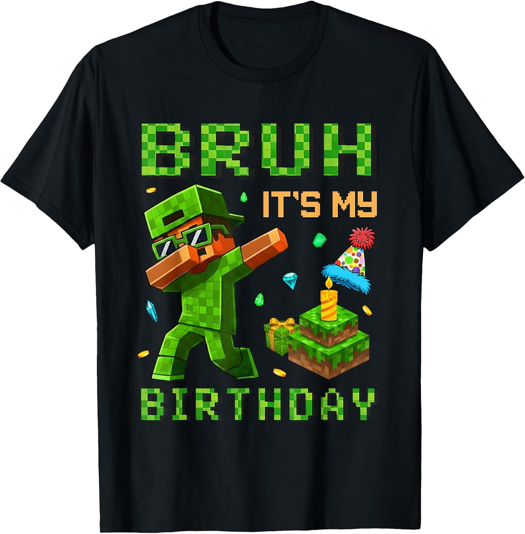 Bruh It's My Birthday Pixel Gamer for Boys - Adult & Kids T-Shirts, Sweatshirts & Hoodies apparel design preview 1