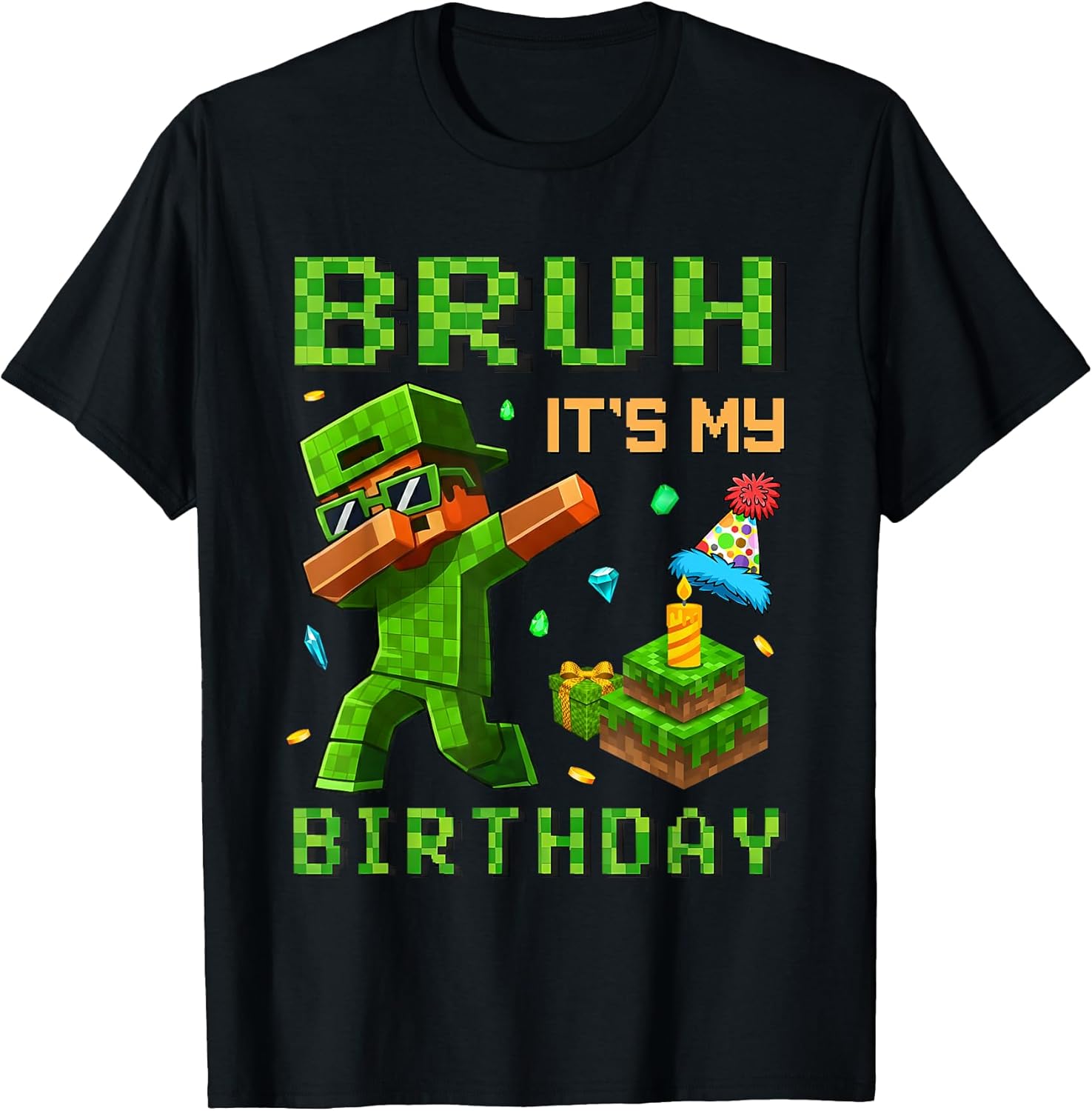 Bruh It's My Birthday Pixel Gamer for Boys - Adult & Kids T-Shirts, Sweatshirts & Hoodies apparel design preview 1
