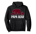 Red Buffalo Plaid Papa Bear 2 Cubs Dad Hoodie - Trendy Graphic Unisex - T-Shirt, Sweatshirt, Hoodie