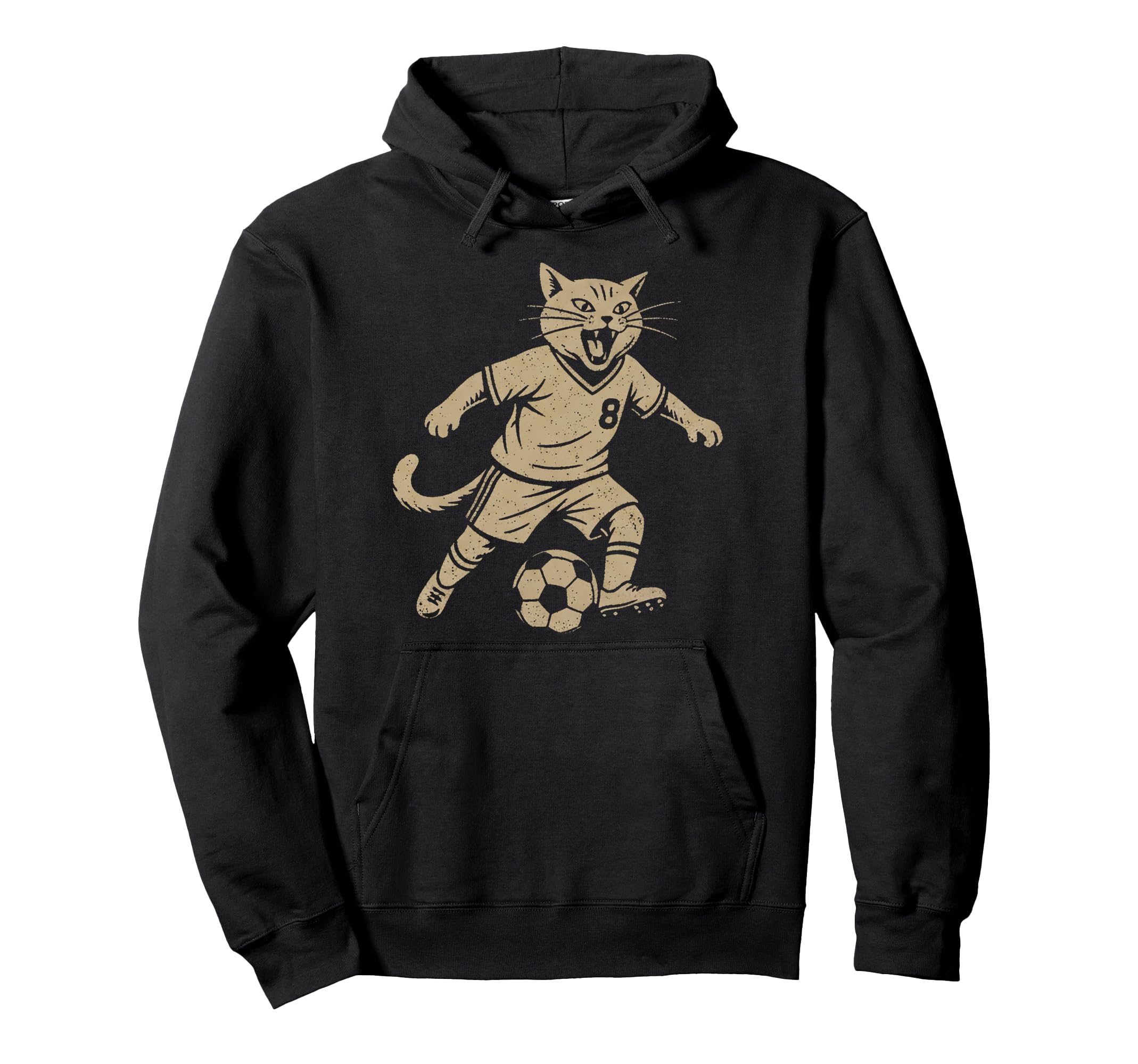 Cat Playing Football Soccer Hoodie - Minimalist Print Men Women - T-Shirt, Sweatshirt, Hoodie