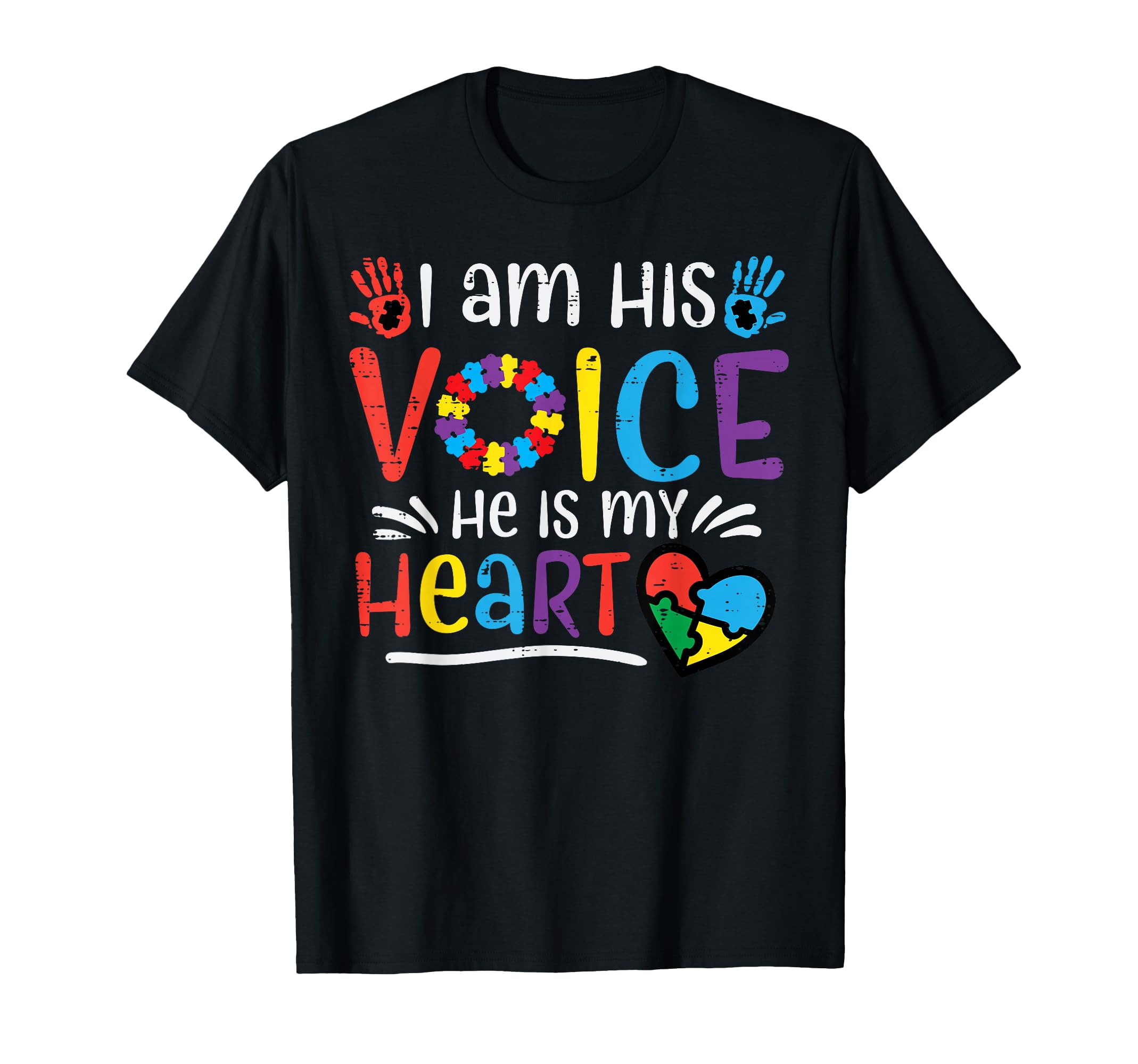 I Am His Voice He Is My Heart Autism T-Shirt - Custom Art Print Men Women - T-Shirt, Sweatshirt, Hoodie