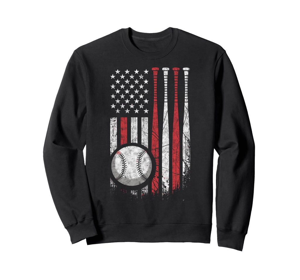 Baseball Us Flag Baseball Lover Dad Sweatshirt - Graphic Print Unisex - T-Shirt, Sweatshirt, Hoodie