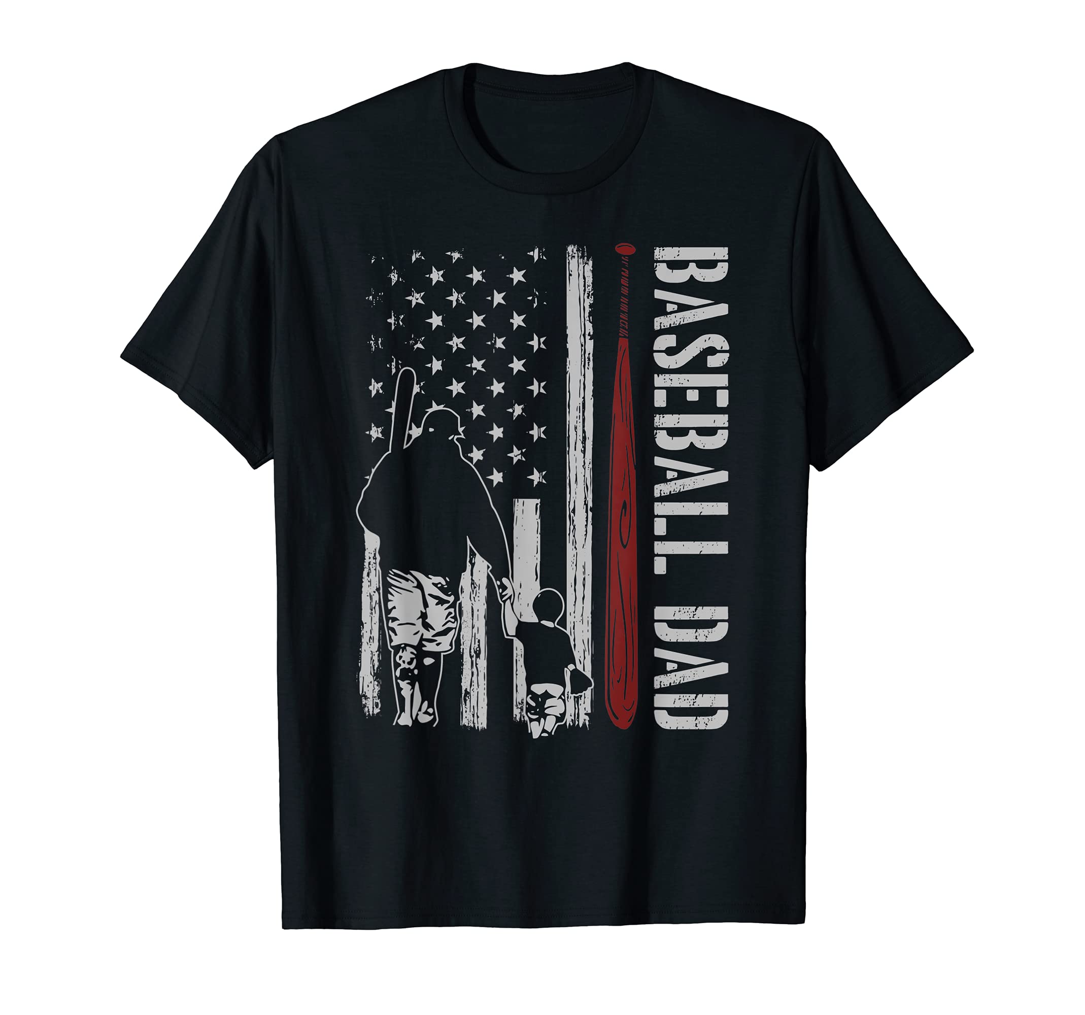 Mens Baseball Dad Daddy American Flag T-Shirt - Custom Art Print Men Women - T-Shirt, Sweatshirt, Hoodie