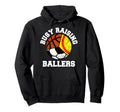 Busy Raising Ballers Funny Softball Hoodie - Minimalist Print for Adults - T-Shirt, Sweatshirt, Hoodie