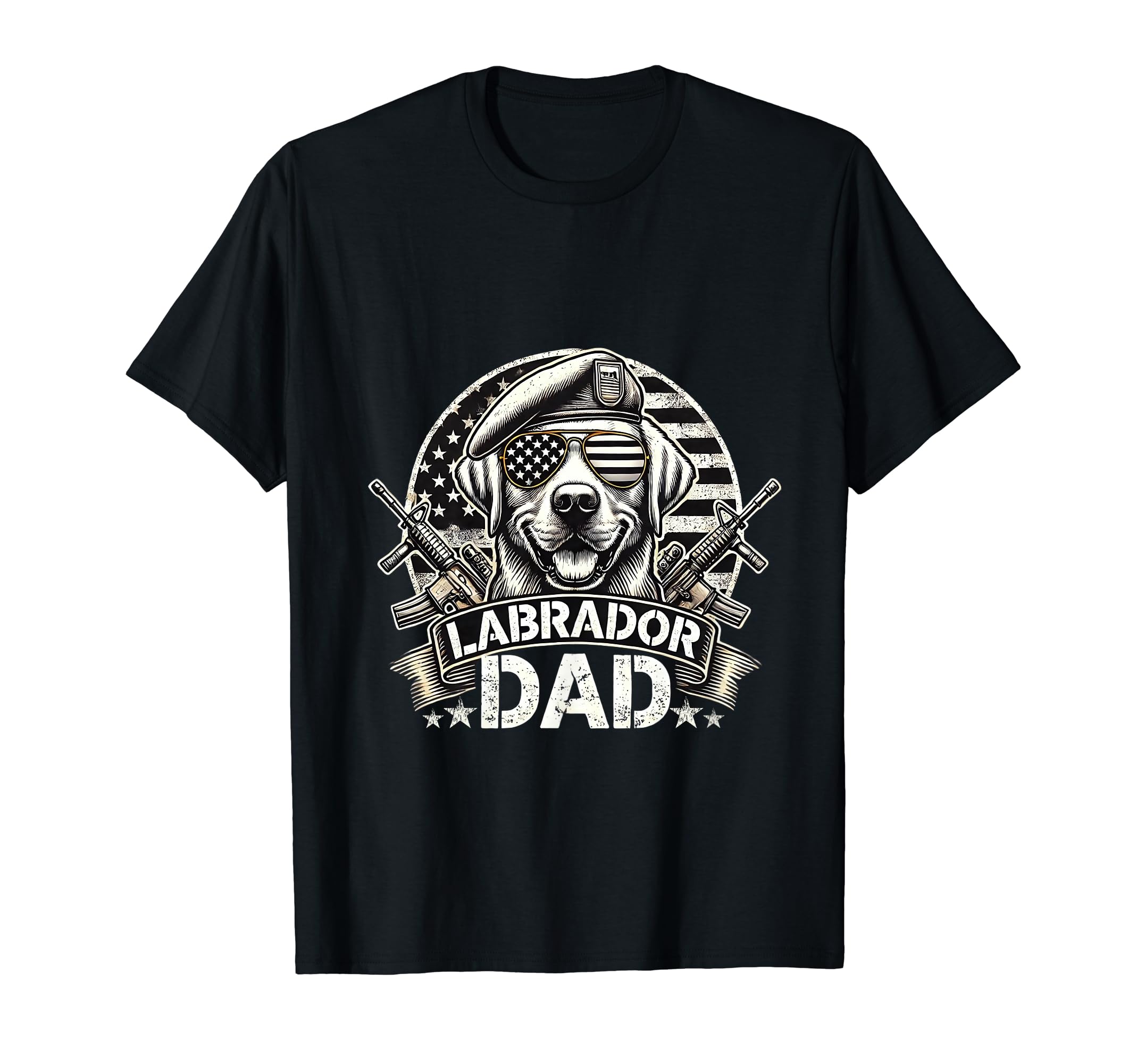 Labrador Dad K9 Military Gear Us Flag T-Shirt - Novelty Apparel for Adults - T-Shirt, Sweatshirt, Hoodie