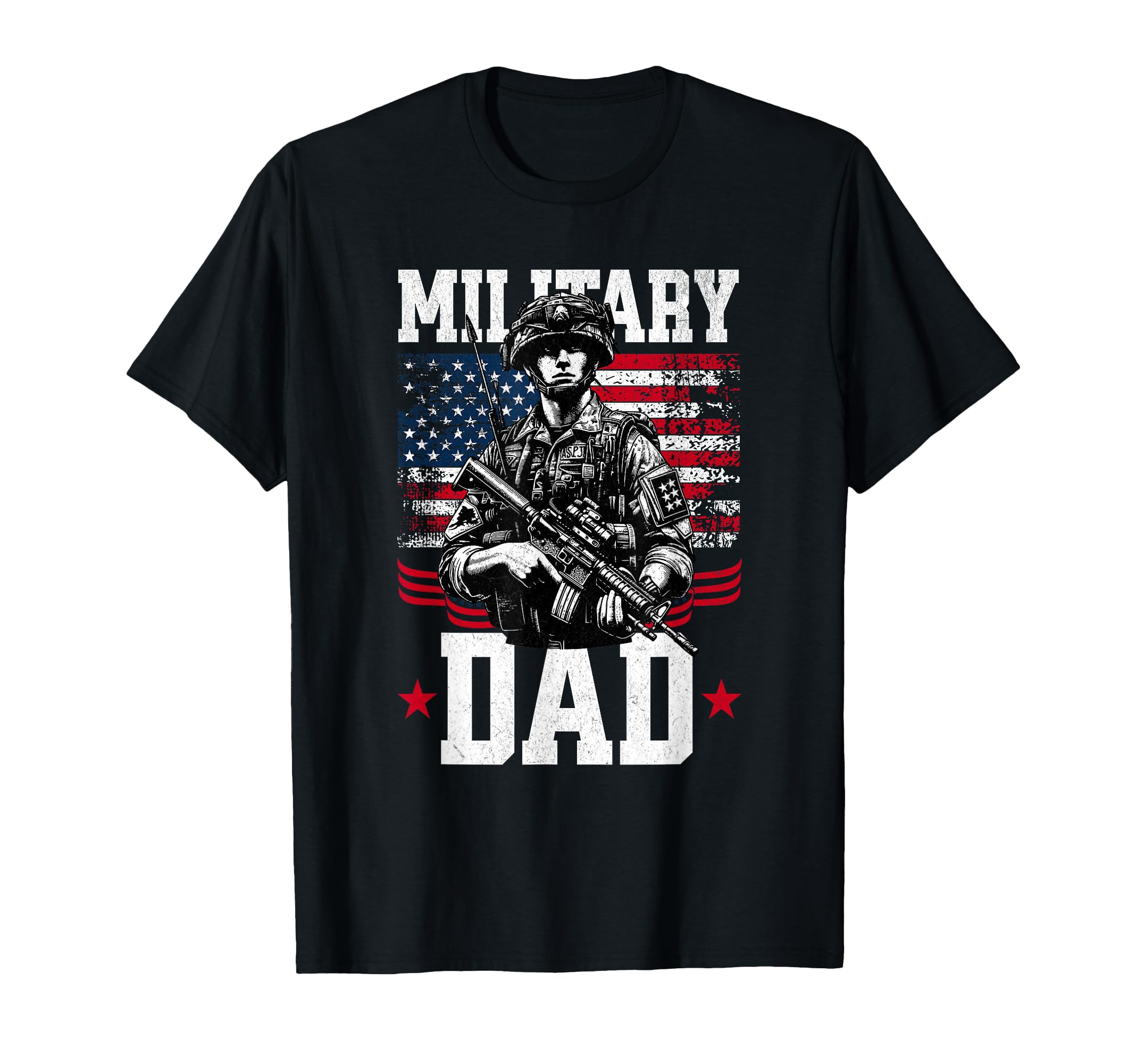 Military Dad Veteran Black T-Shirt - Minimalist Print Unisex - T-Shirt, Sweatshirt, Hoodie