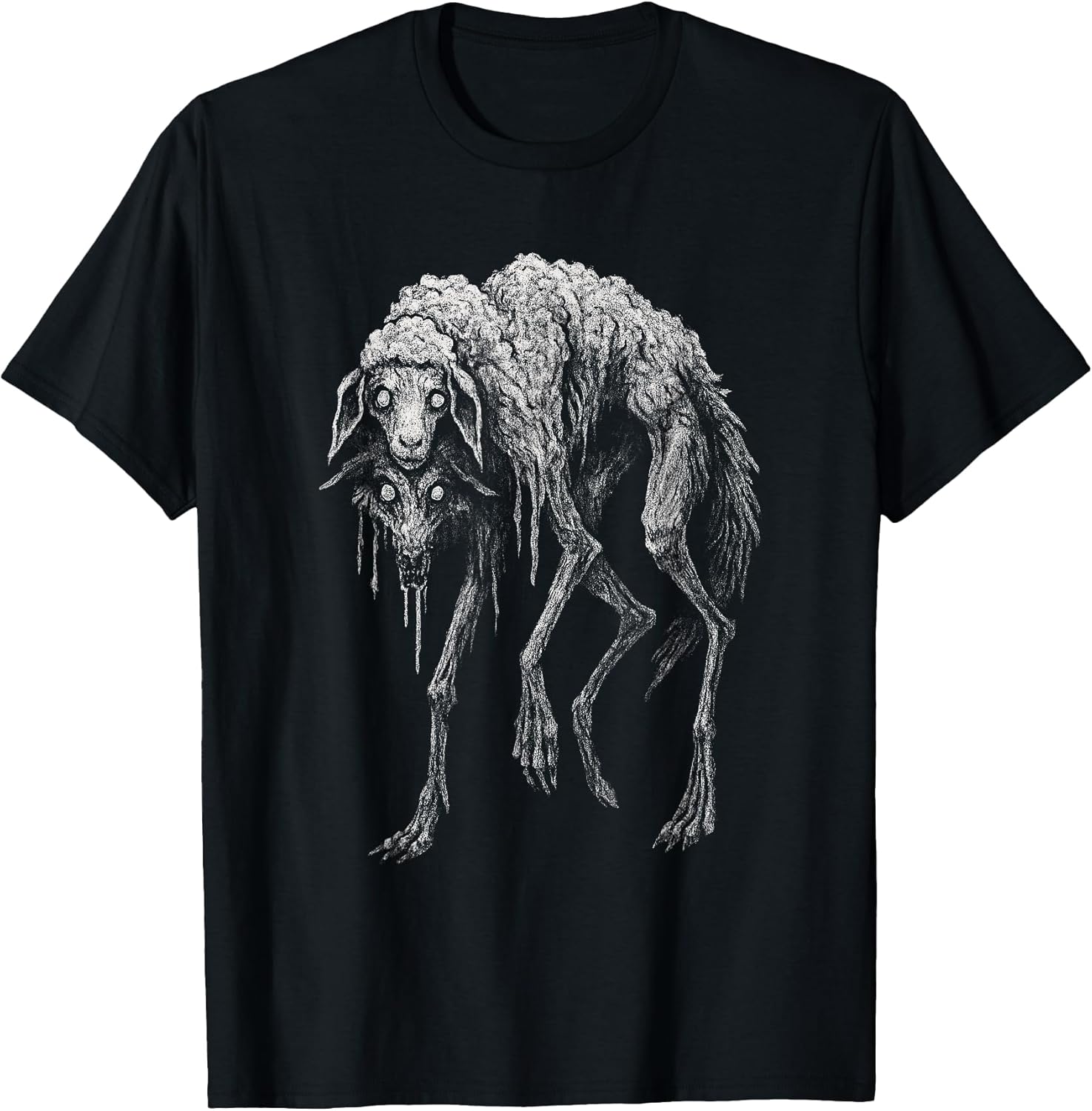 Creepy Wolf Sheep Horror Scary Folklore Goth Alt - Adult & Kids T-Shirts, Sweatshirts & Hoodies apparel design preview 1