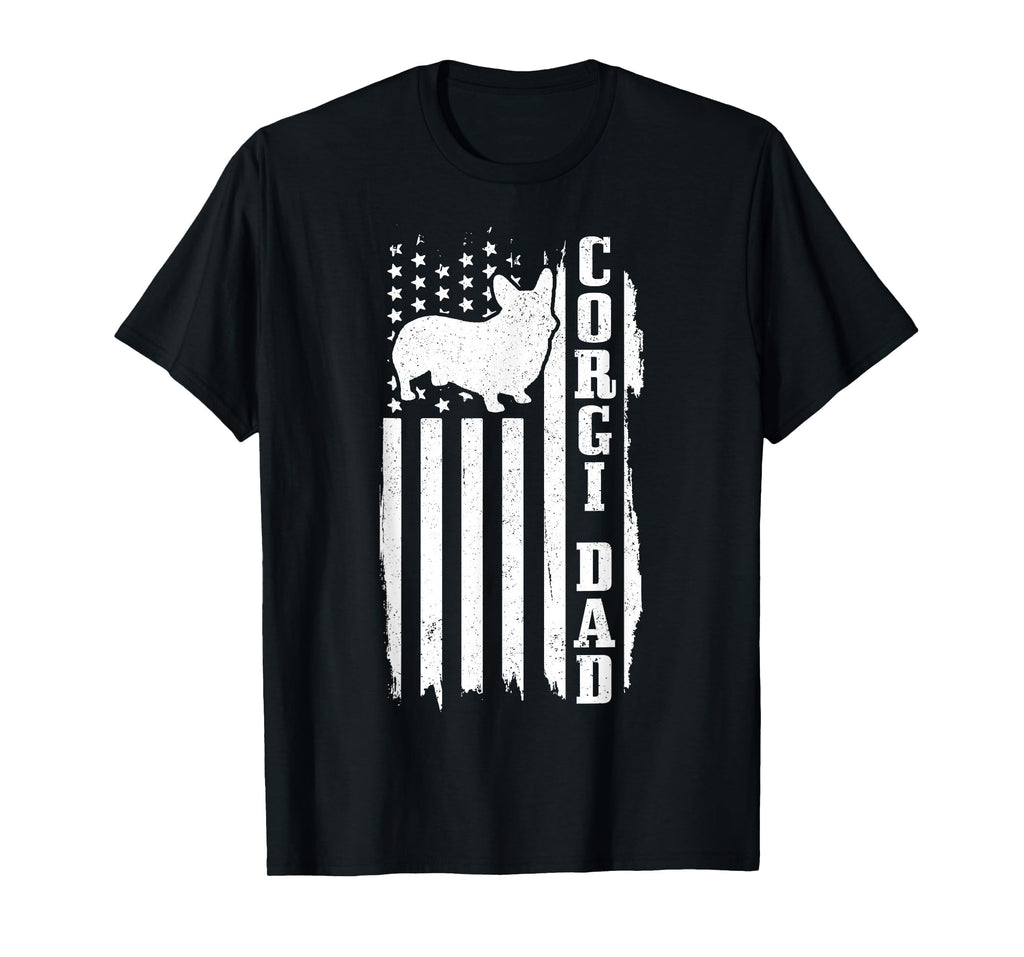 Corgi Dad American Flag Patriotic T-Shirt - Custom Art Print for Adults - T-Shirt, Sweatshirt, Hoodie
