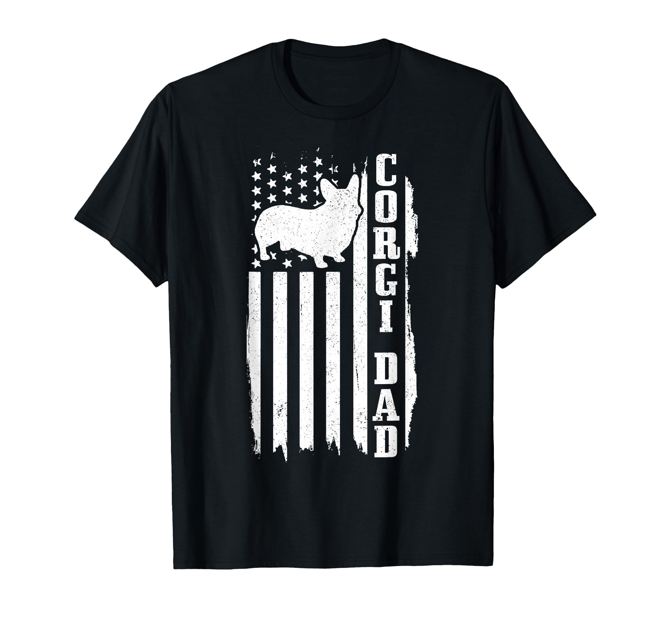 Corgi Dad American Flag Patriotic T-Shirt - Custom Art Print for Adults - T-Shirt, Sweatshirt, Hoodie