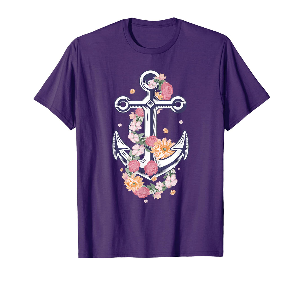 Funny Anchor Anker Ship Lover Flowery T-Shirt - Aesthetic Graphic Unisex - T-Shirt, Sweatshirt, Hoodie
