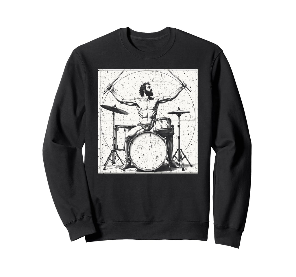 Drummer Da Vinci Drums Drawing Sweatshirt - Streetwear Style for Adults - T-Shirt, Sweatshirt, Hoodie